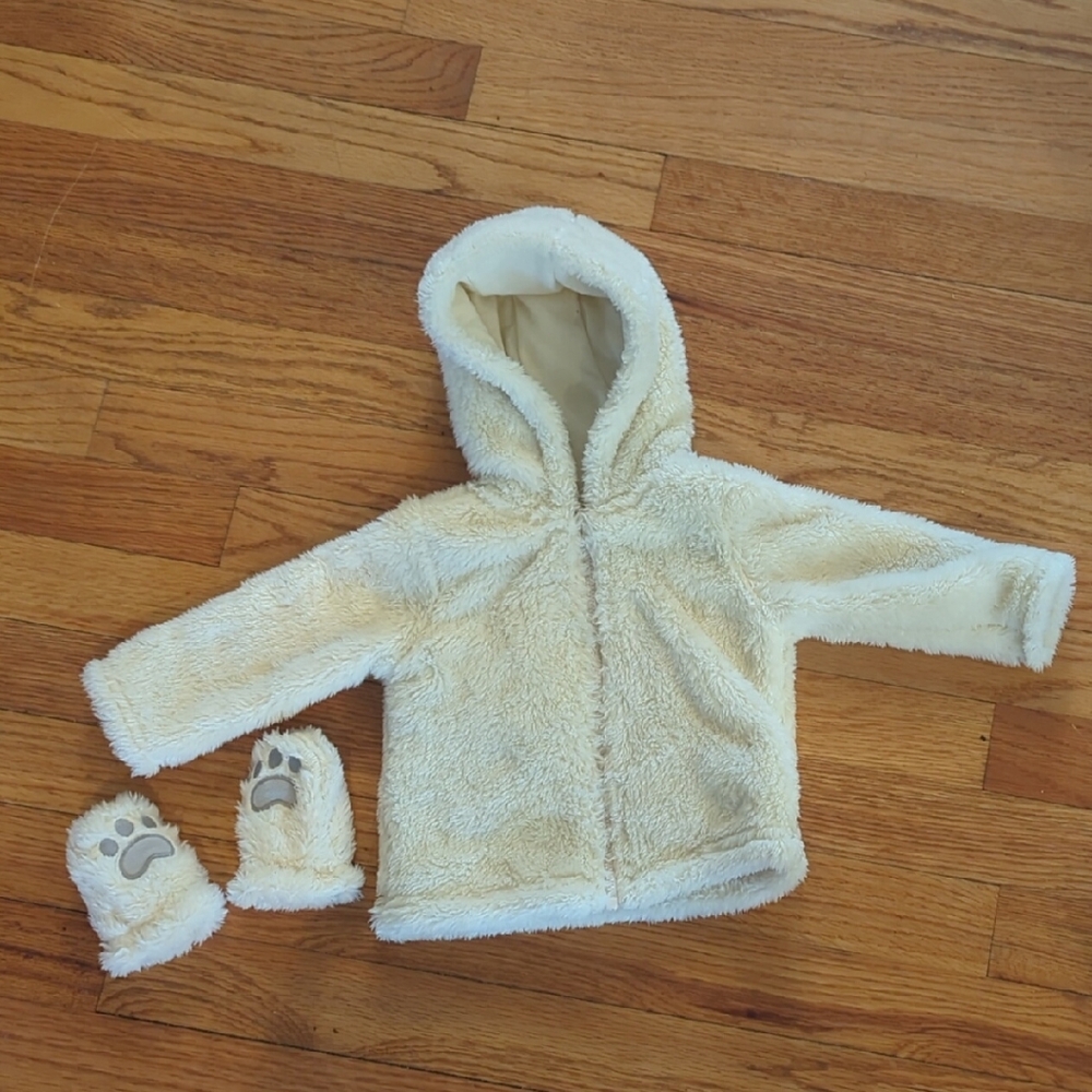 Carter's Cream Sherpa Hoodie With Matching Mittens
